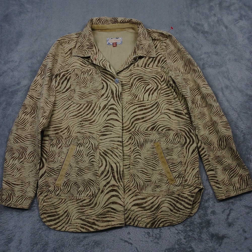 Pilcro‎ Jacket Womens XS Brown Zebra Animal Print Utility Cotton Button Up